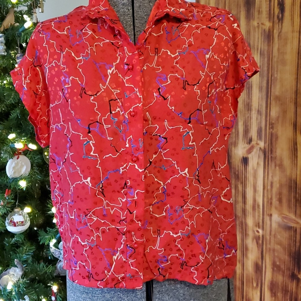 Vintage silky pattern blouse